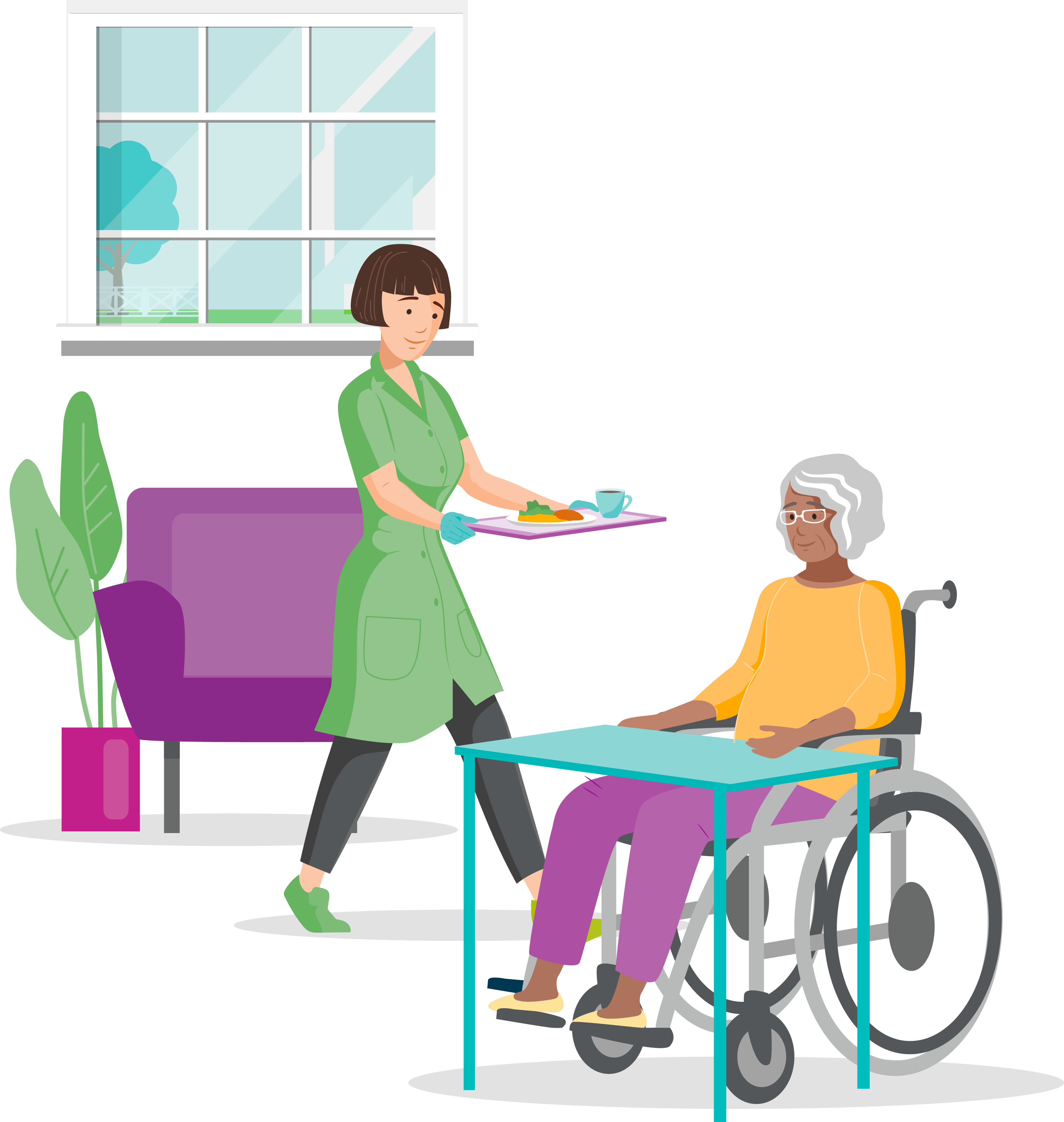 Caregiver delivering a meal